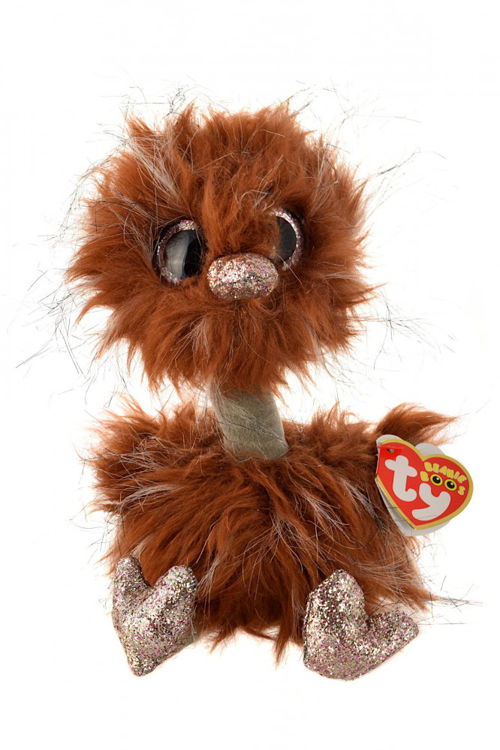 Picture of 6283-Ty Orson brown, shiny ostrich plush - 20 cm